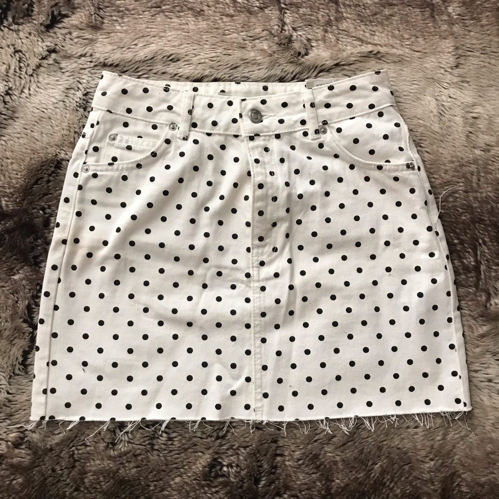Topshop Polka Dot Denim Mini Skirt NEW